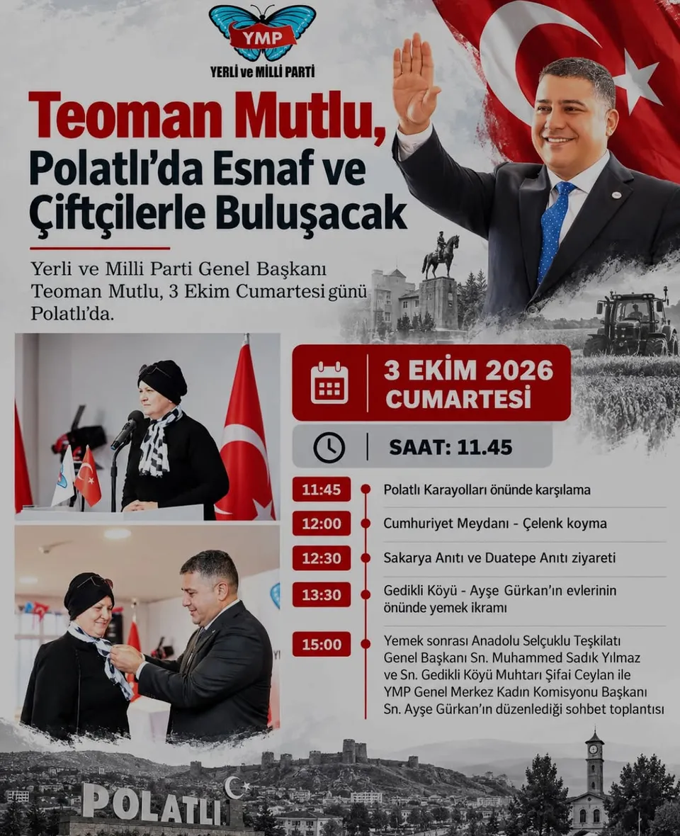 Teoman Mutlu’nun 3 Ekim 2026 Polatlı ziyareti program afişi