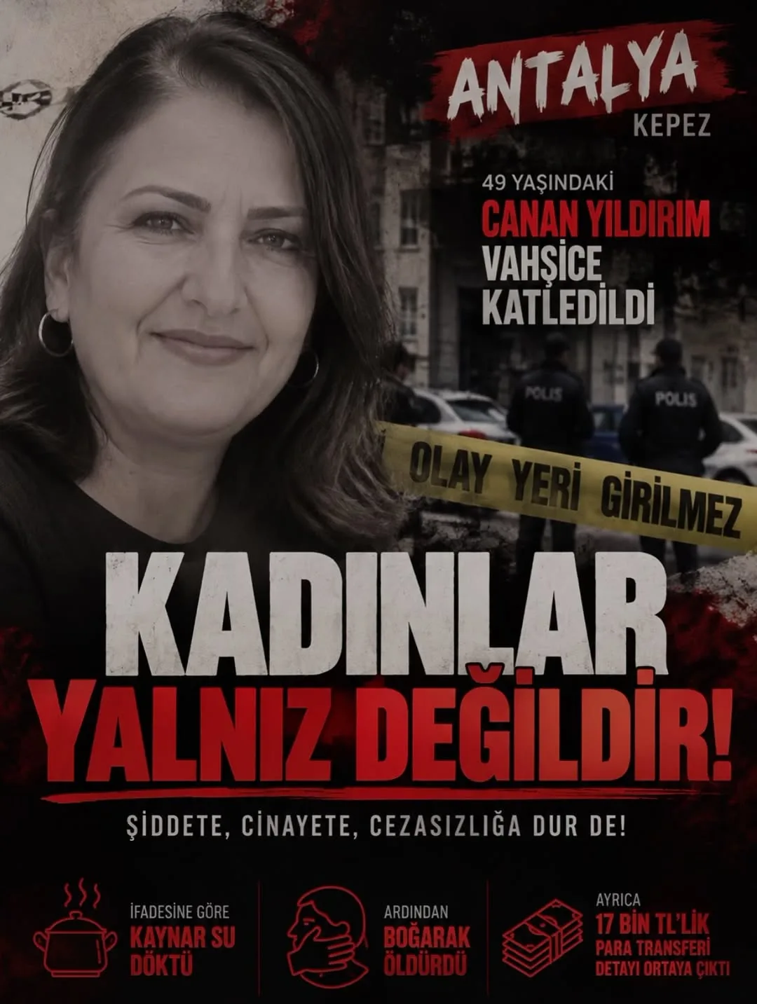 Antalya’da hayatını kaybeden Canan Yıldırım’ın fotoğrafı ve olay yerinden bir kare